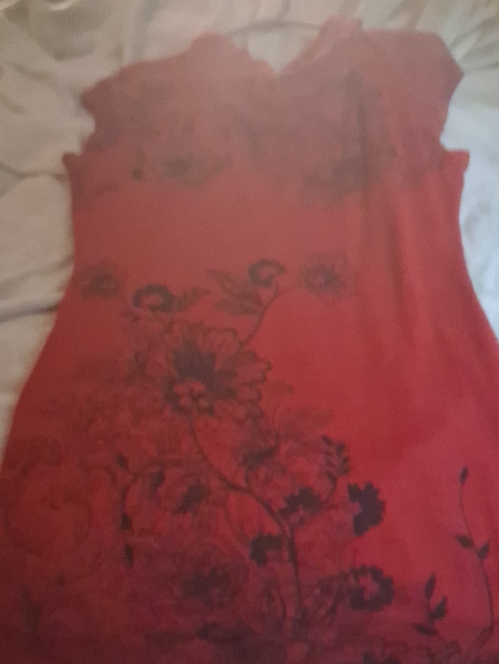 Red Floral Cap-Sleeve Women's Top